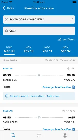 Captura de pantalla de Transporte Público De Galicia en iPhone 4