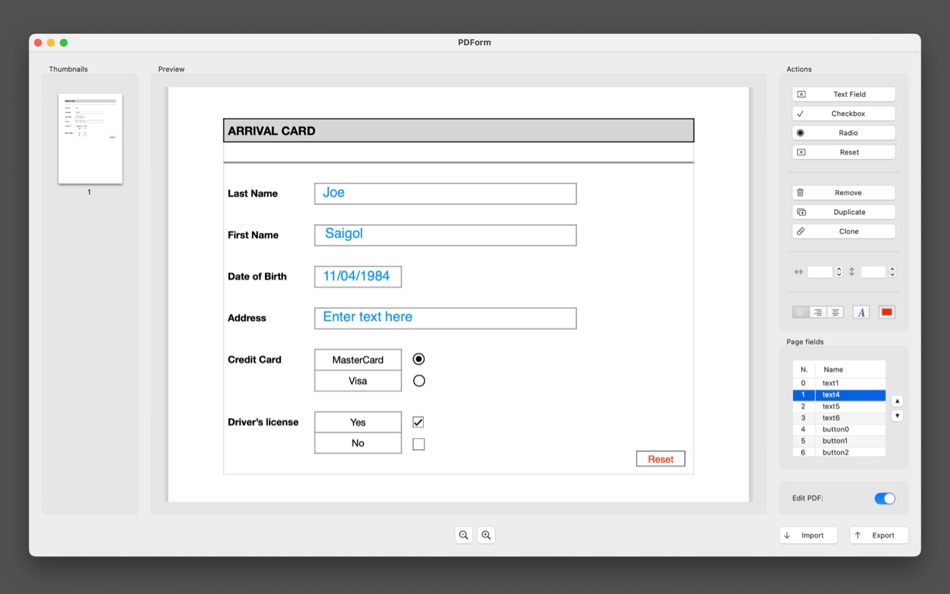 #1. PDForm (macOS) 由: Giuseppe Cigala