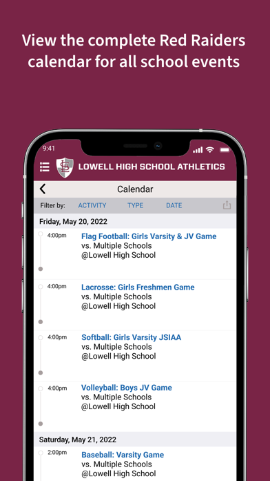 Lowell High School Athletics Screenshot