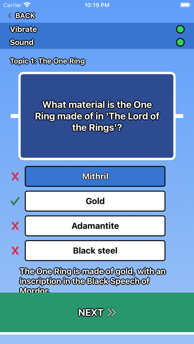 Lord of the Rings Trivia Screenshot