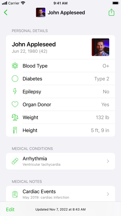 Medical ID Records Screenshot