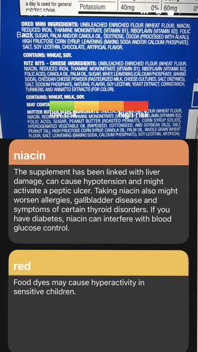 Ingredients Scan Screenshot