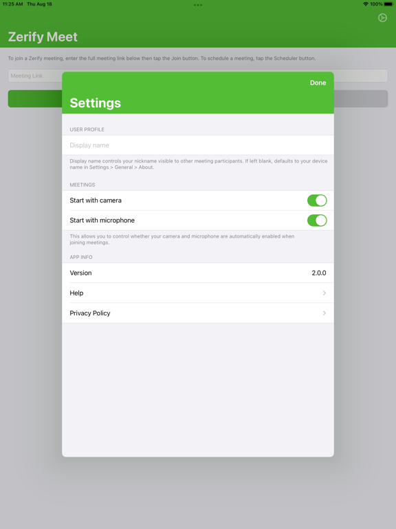 Zerify Meet iPad screenshot 2 - Business app