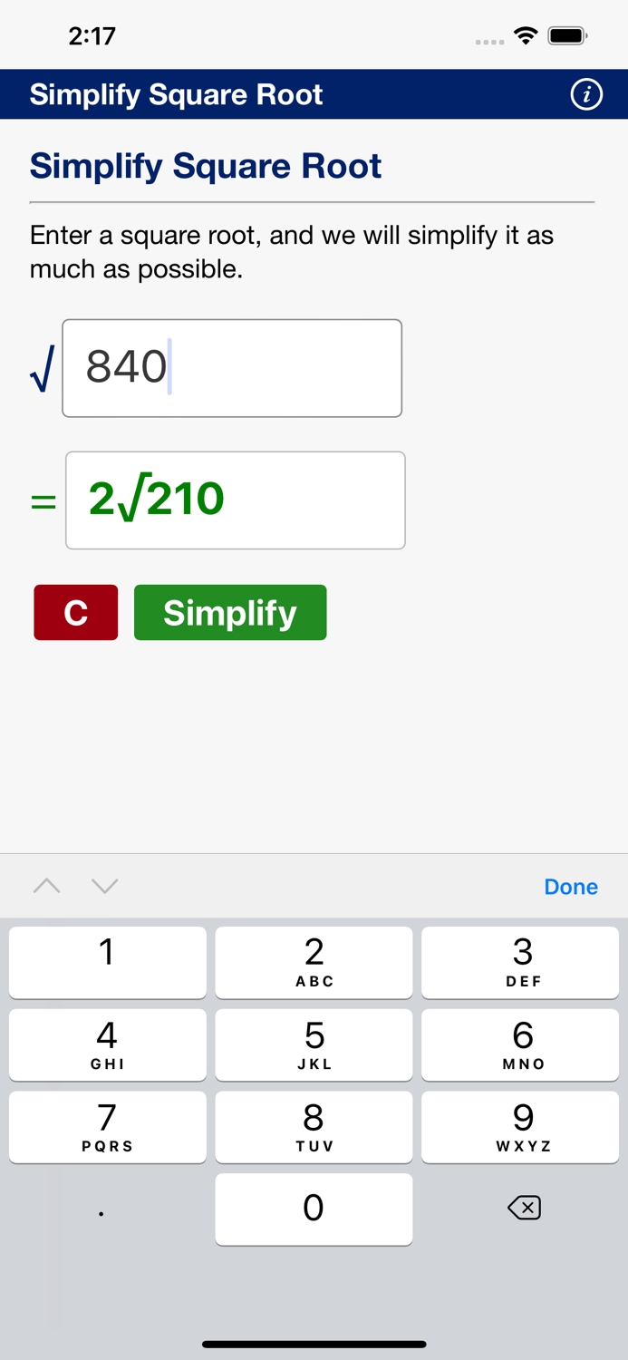 Simplify Square Root