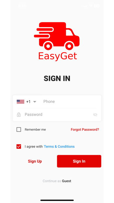 EasyGet-Customer Screenshot