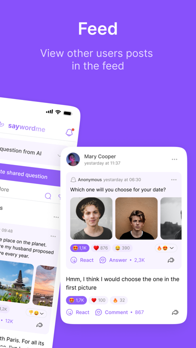 SAYWORDME Anonymous questions Screenshot