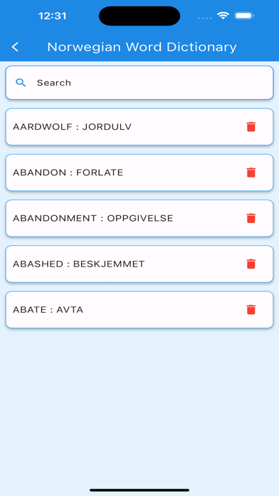 Norwegian Word Dictionary Screenshot