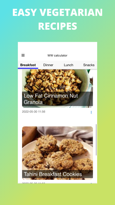 Easy Vegetarian Recipes App Screenshot