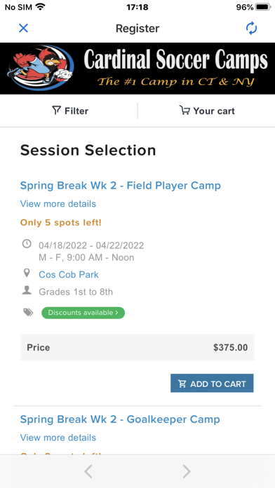 Cardinal Soccer Camps Screenshot