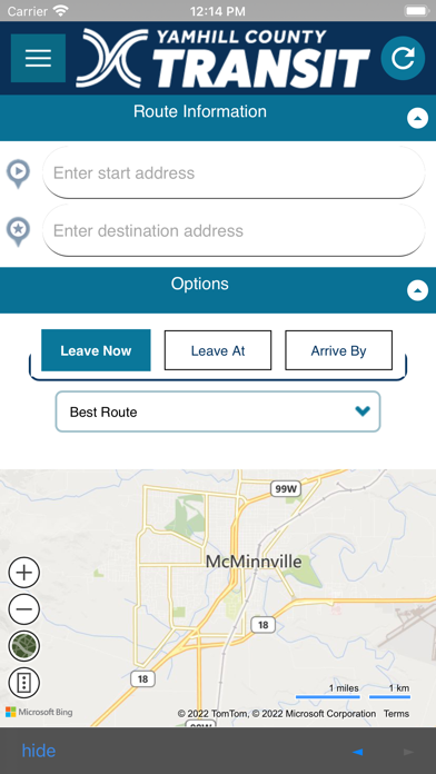 Yamhill County Transit Screenshot