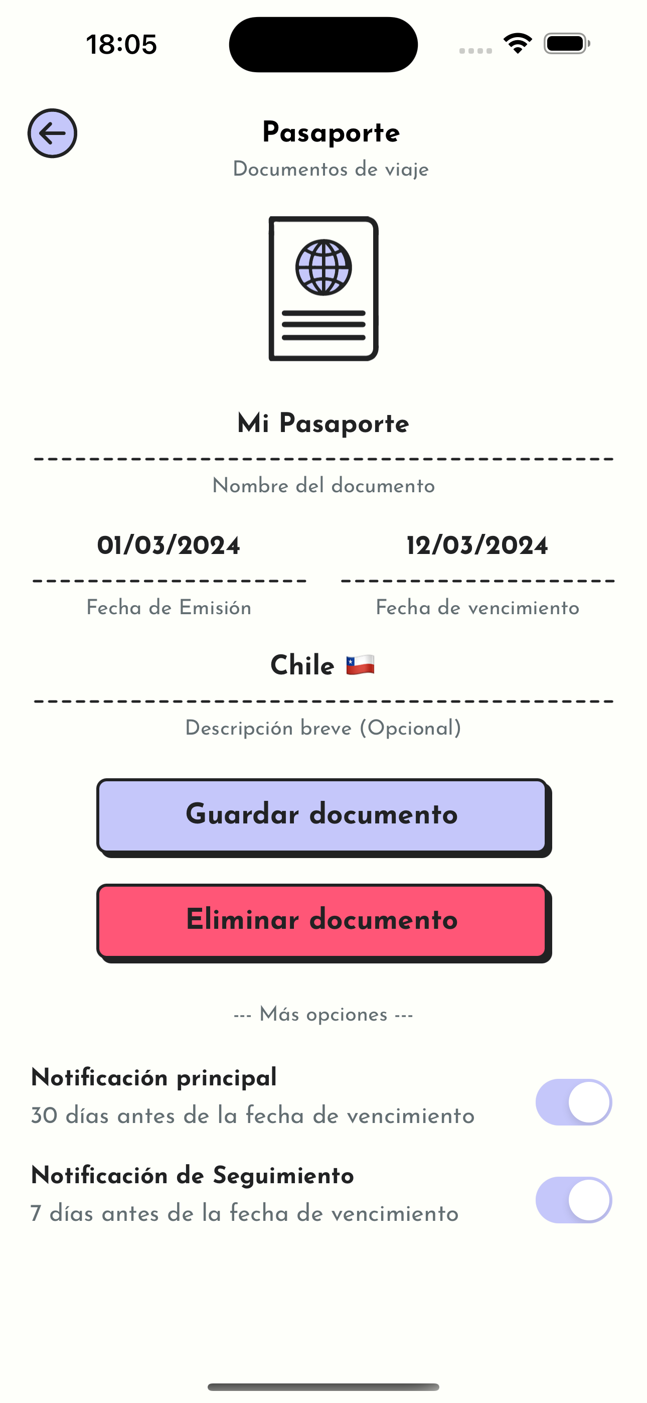 RemindMe Fechas de Documentos