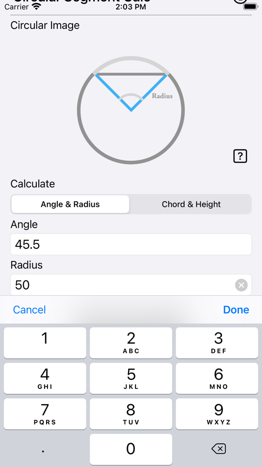 #5. Circular Segment Calculator (iOS) By: Heng Jia Liang