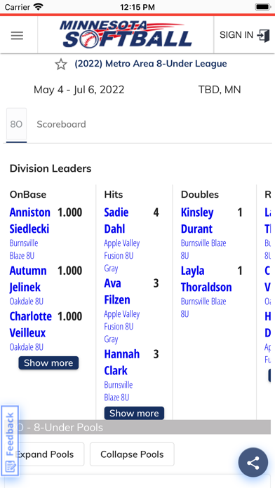 Minnesota Softball Screenshot