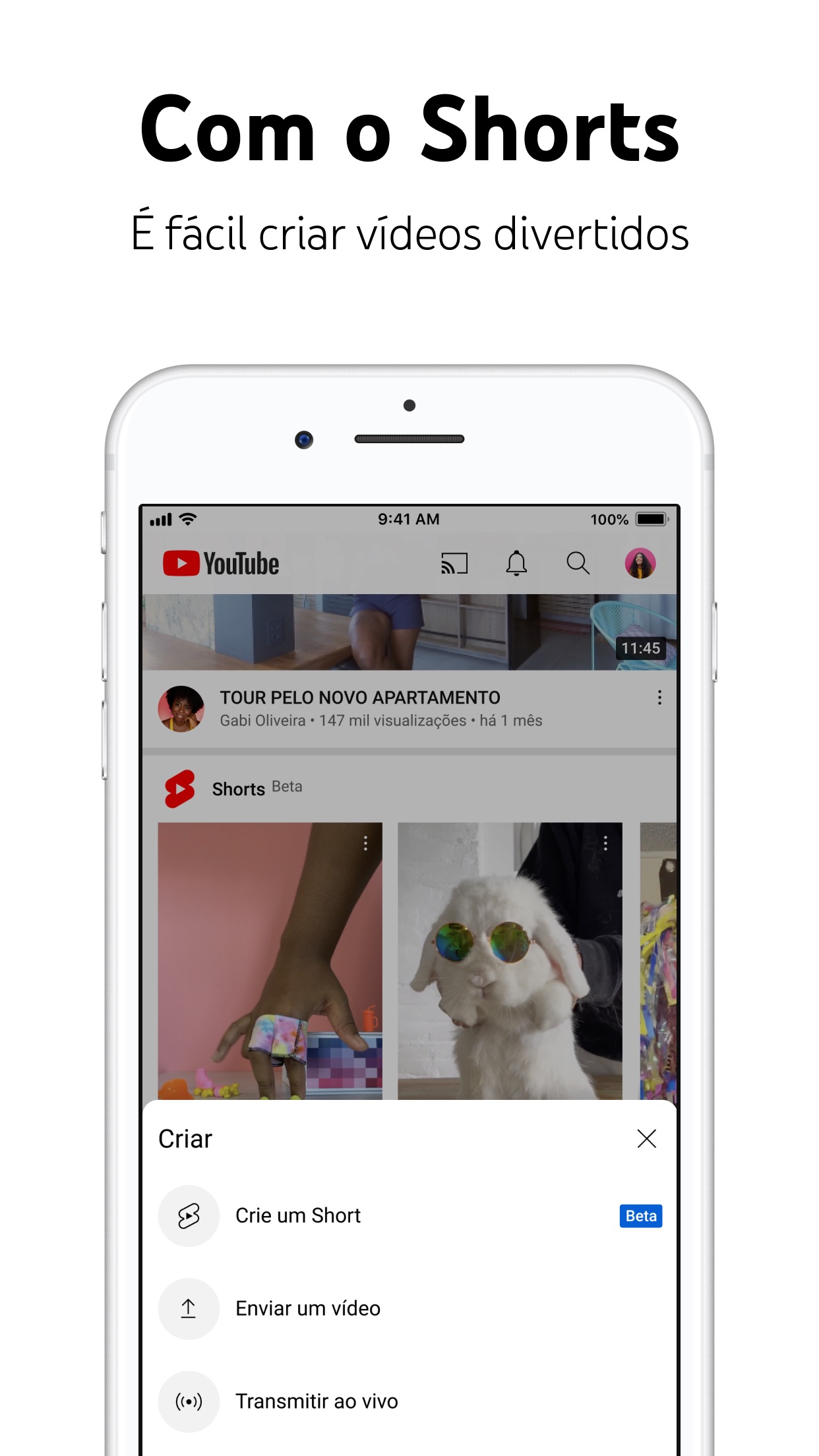 Screenshot do app YouTube