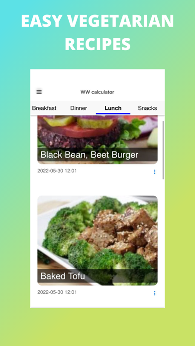 Easy Vegetarian Recipes App Screenshot