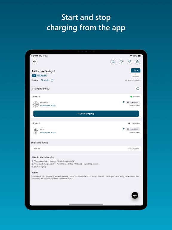 BC Hydro EV iPad screenshot 4 - Navigation app