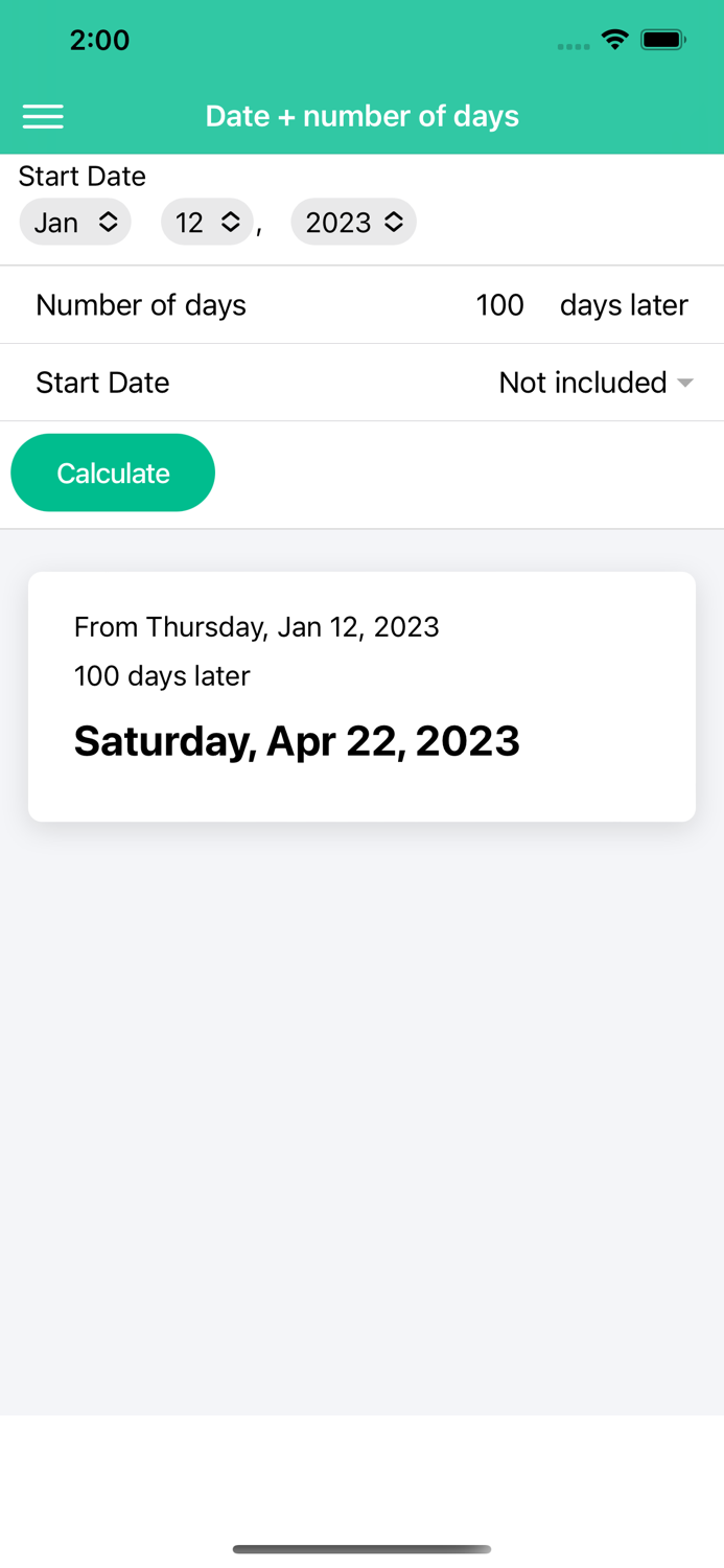 Number of Days Calculator