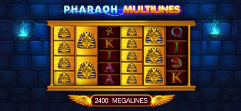Slots - casino slot machines - Esta captura sumerge a los usuarios en un emocionante juego temático, destacando las máscaras de faraón doradas como símbolos centrales. Además, la indicación de "2400 MEGALINES" resalta la diversidad de oportunidades de ganar, ofreciendo una experiencia de juego rica y visualmente atractiva.
