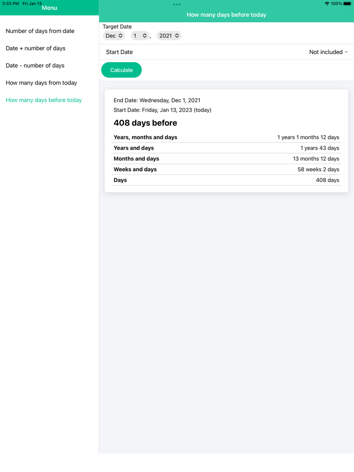 Number of Days Calculator