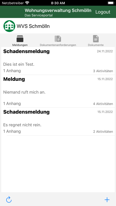 Serviceportal WVS Schmölln Screenshot