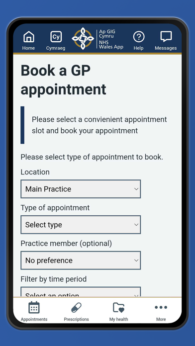 NHS Wales App Screenshot