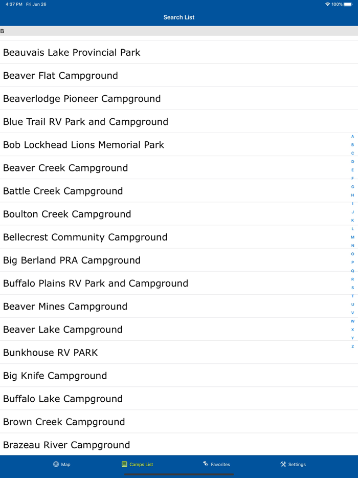 Alberta – Camping and RV spots