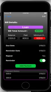 billminder app iphone screenshot 3