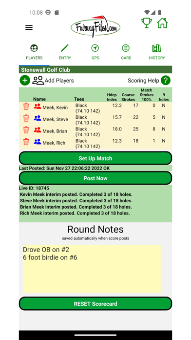 FairwayFiles Golf Scorecard Screenshot