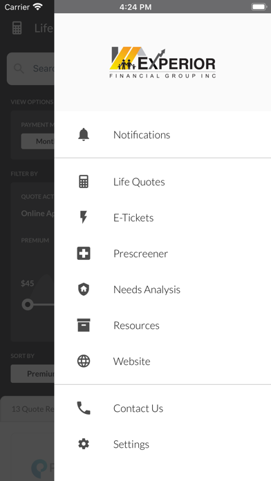 Experior Financial Life Quotes Screenshot