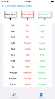 memorizing irregular verbs iphone screenshot 2