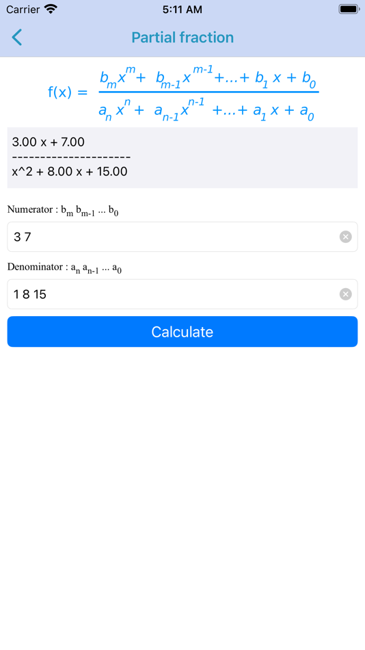 #1. Partial fraction decomposition (iOS) 由: Siu Yuen Ho