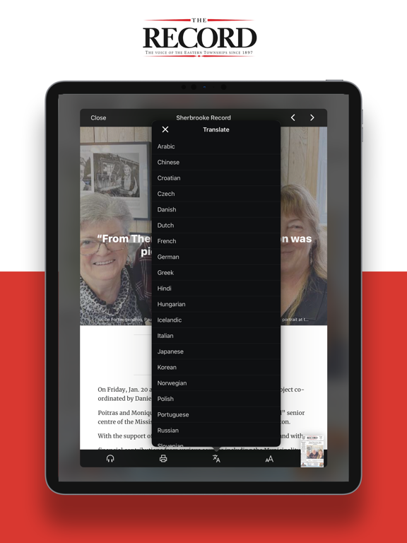 Sherbrooke Record iPad screenshot 5 - News app