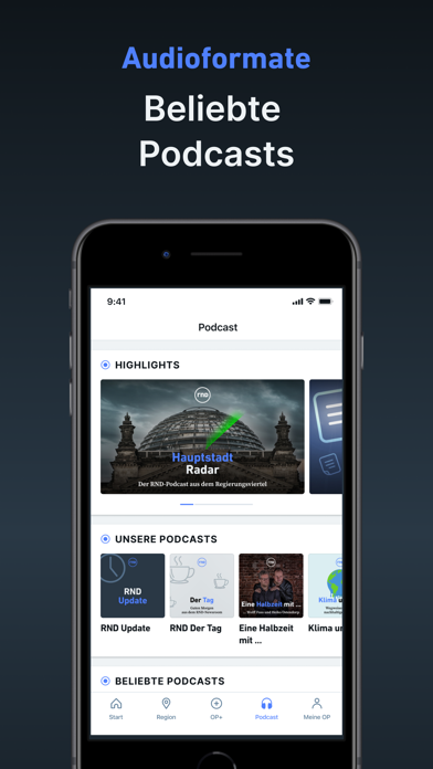OP - Nachrichten und Podcast Screenshot
