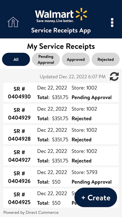 Walmart - Service Receipts