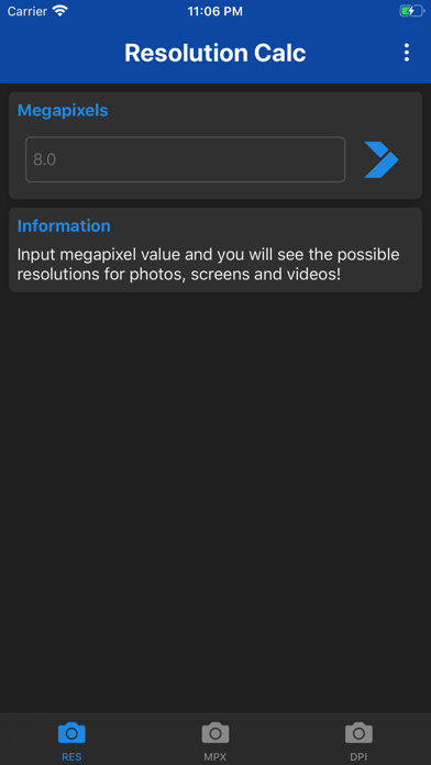 Megapixel Calculator Screenshot