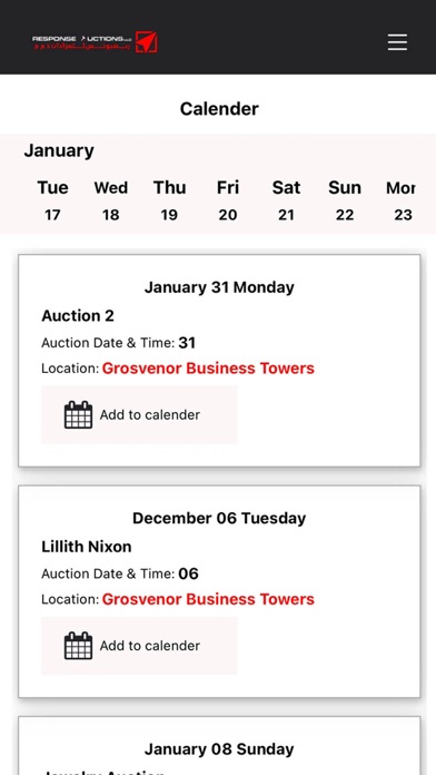 Response Auctions Screenshot