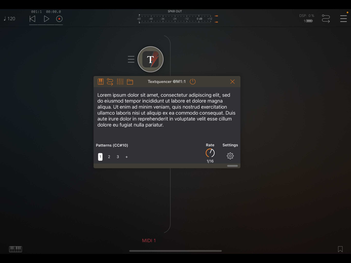 Textquencer AUv3 MIDI