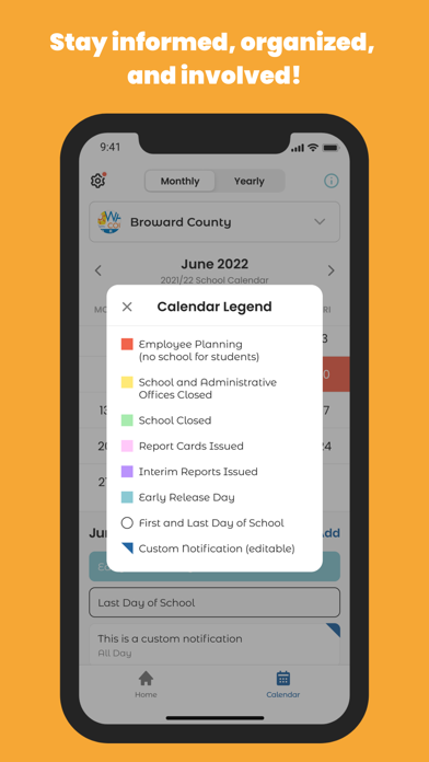 County School Calendar Screenshot