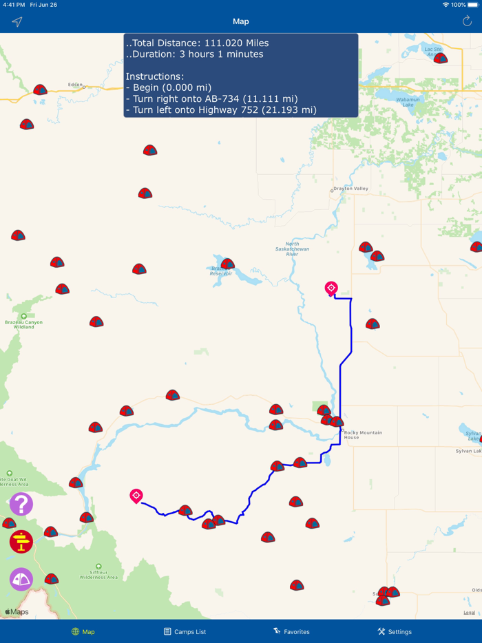 Alberta – Camping and RV spots