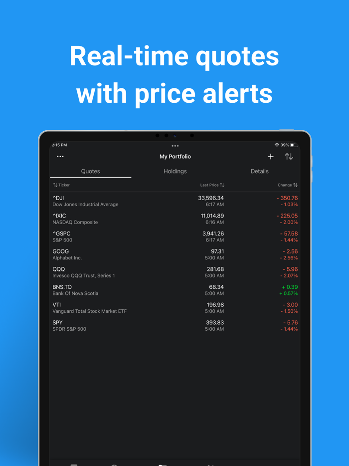 My Stocks Portfolio and Market