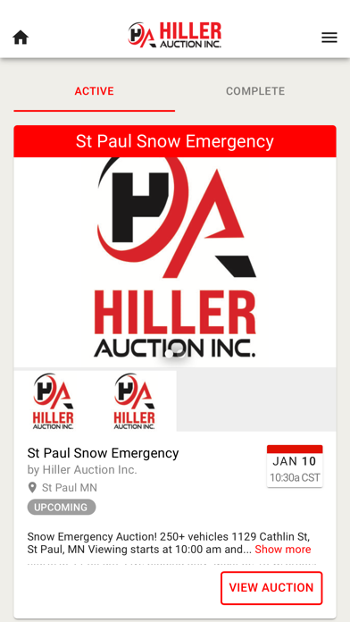 Hiller Auction Screenshot