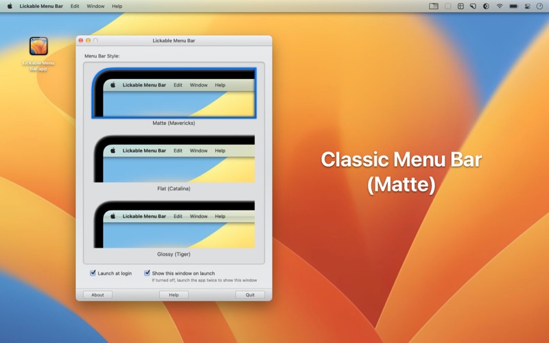 Screenshot #1 pour Lickable Menu Bar