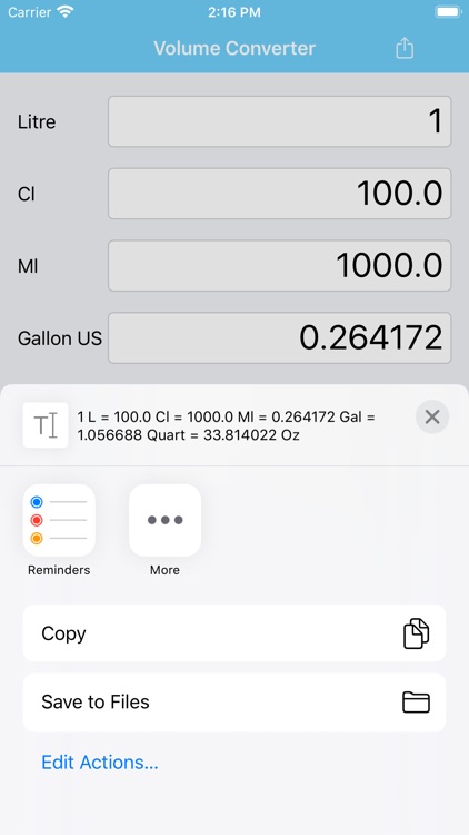 Volume Converter L, Gal, Oz