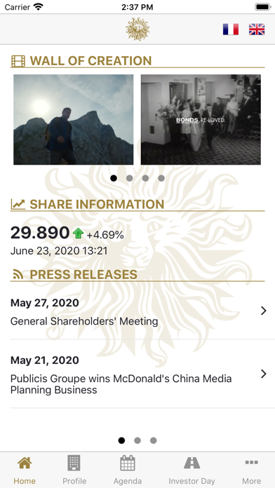 Screenshot 1 of Publicis IR App
