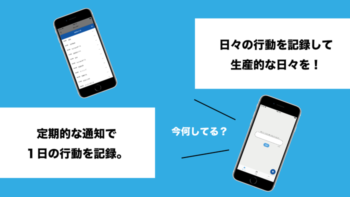 行動記録アプリ-定期的な通知で１日の行動を記録-