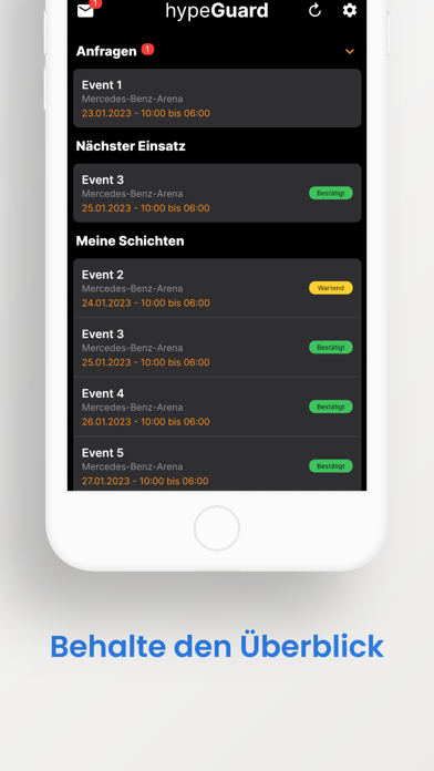 hypeGuard Mitarbeiter App Screenshot
