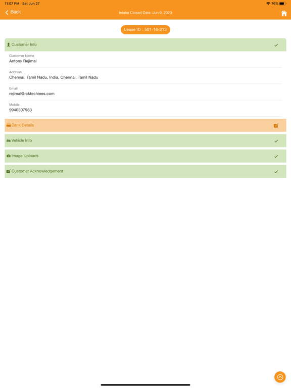 LEASE INTAKE iPad screenshot 1 - Business app