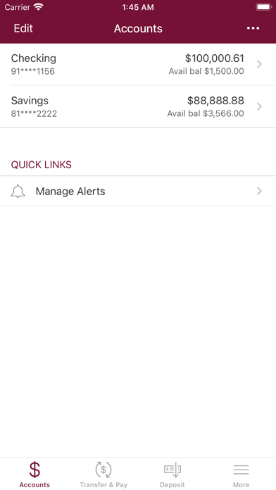Saratoga’s Credit Union Screenshot