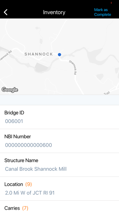 Mobile Bridge Inspection Screenshot