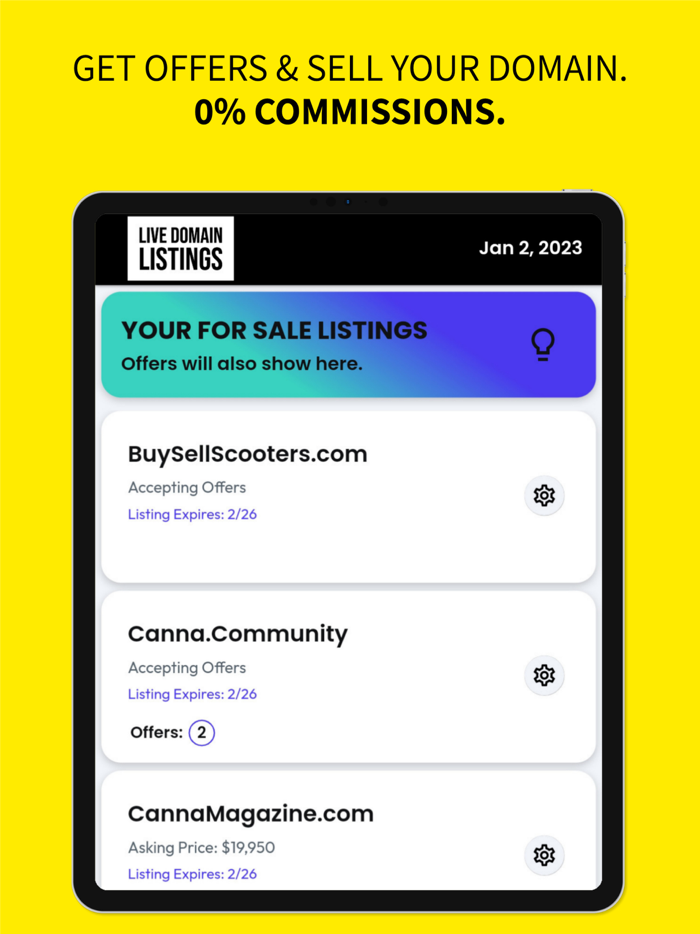 Live Domain Listings